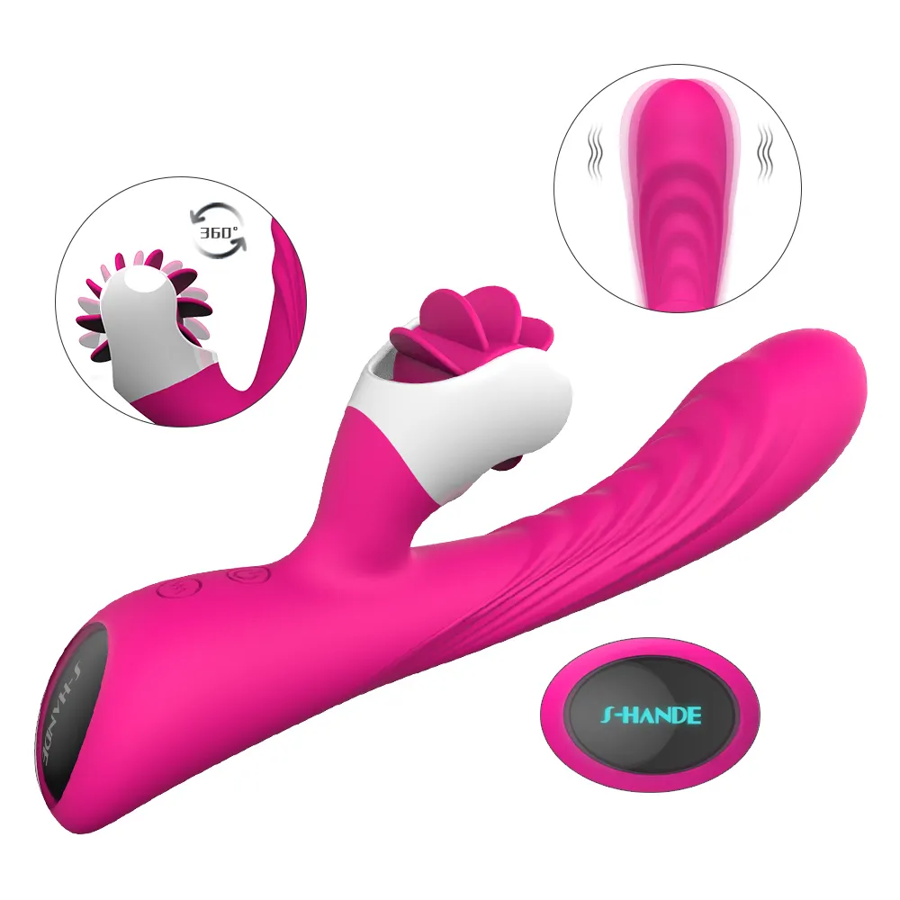   2 in 1 Rabbit G-Spot Vibrator Rotation Licking Tongue Vibrator