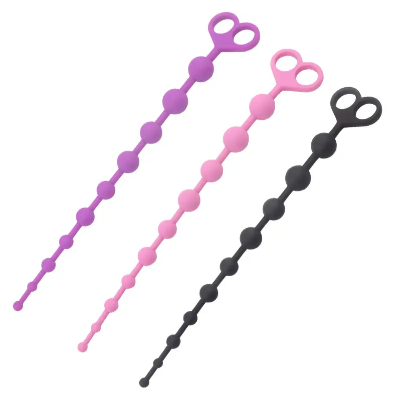 Silicone Anal Plug and Pull Ring Heart 10 Ball Butt Plug Sex Toys for Male and Female Couples