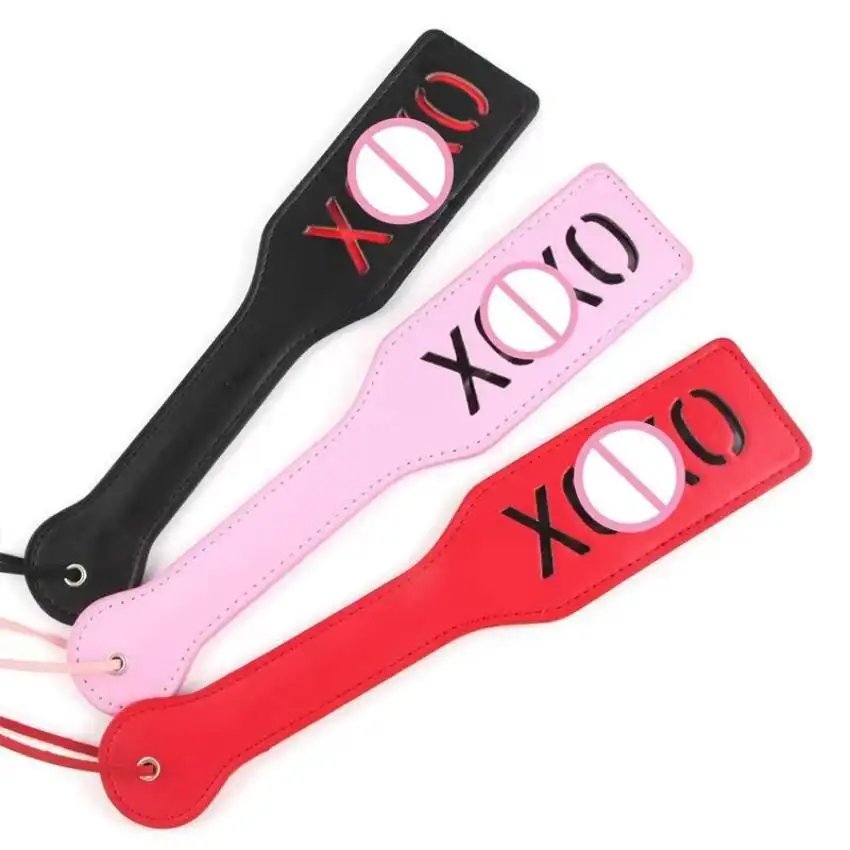 SM Sex Toys Couples Discipline Spanking Alphabet Hand Clap Red Black Leather Pu Tape