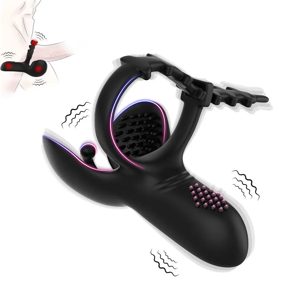 Wearable Electric Male Masturbation Ring Silicone Vibrating Egg Sex Toy with Lock Ring Charging Feature