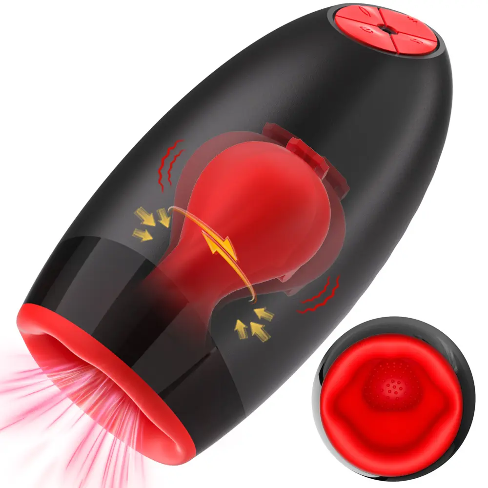 10 Frequency Vibration Male Masturbator Oral Deep Throat Sex Toys with Cup Mouth Licking & Sucking Tongue Suction for Men