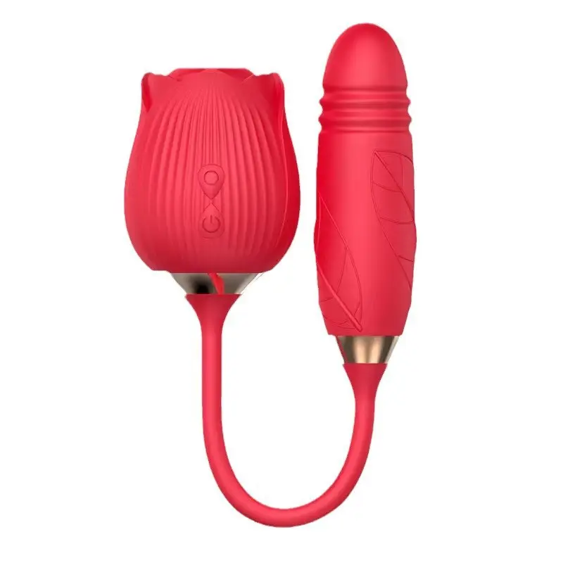 2 in 1 g Spot Sucking and Vibrating Female Sex Toys Dildo Vibrator Rose Double Headed Vibrator Sex Toys