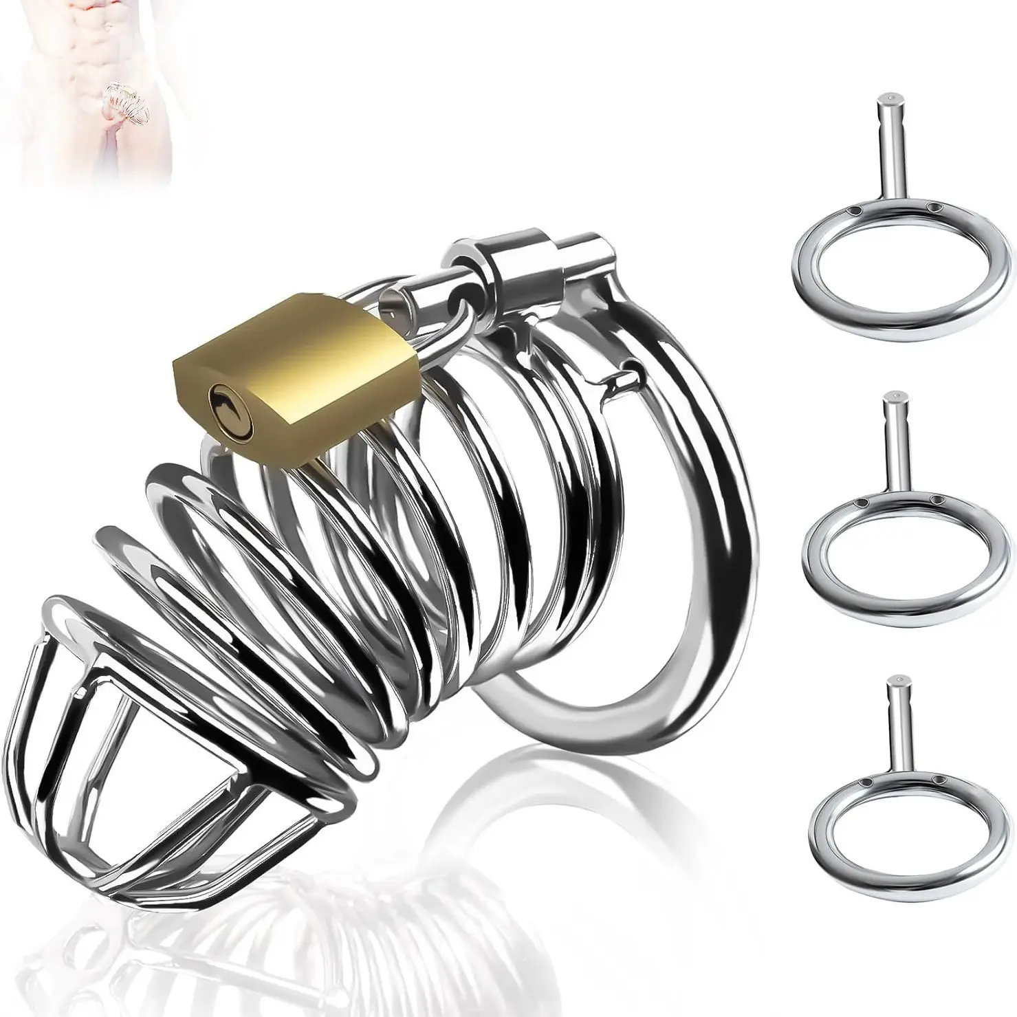 Stainless Steel Chastity Penis Cage Male Lock Birdcage Metal Penis Lock Rings Adult Sex Toys