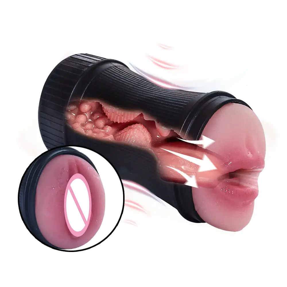 TPE Penis Masturbation Cup Dual Channel Men's Masturbator for Vagina Manual Masturbation Sex Toys
