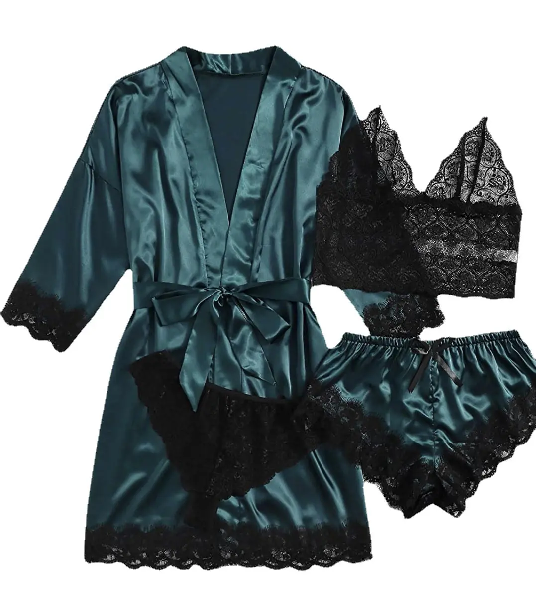 Wholesale New High-quality Satin Sleepwear Women's  Sleepwear Set Lingerie Set Silk Sleepwear