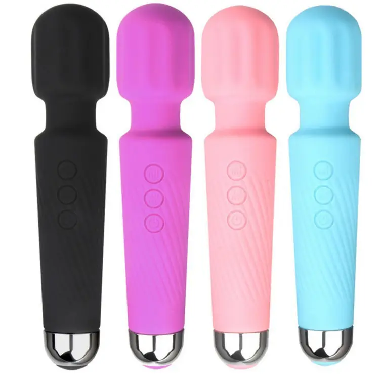 20 Mode 8 Speed Waterproof Girls Black and Pink Wand Vibrator Flexible Av Magic Wand Vibrator Small Vibrating Wand