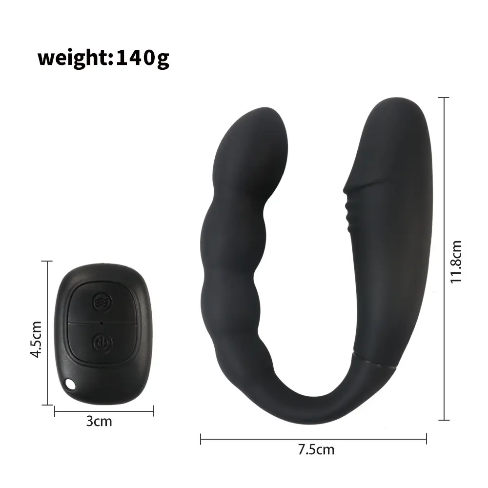 10 Frequency U-shape Double Headed Vibrator Silicone Bead Anal Plug Jumping Eggs for Couple Sex
