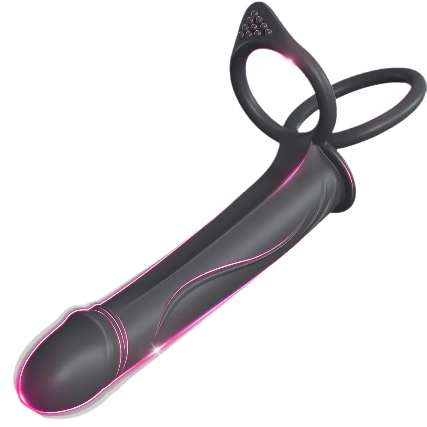 Multifunction Delay Lock Semen Double Ring Anal Dildo Vibrator Lover Erotic Ass Plug Sex Products
