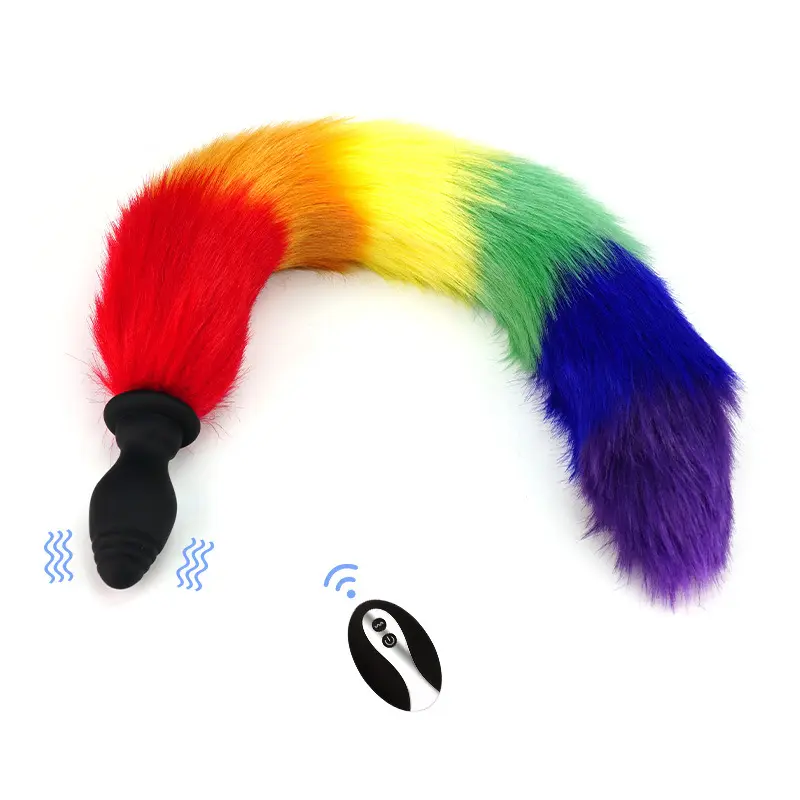 Anal Vibrator With Fox Tail Dildo Anal Plug Remote Control Anus Dilator Adult Cosplay Accessories Vibration Butt Plug