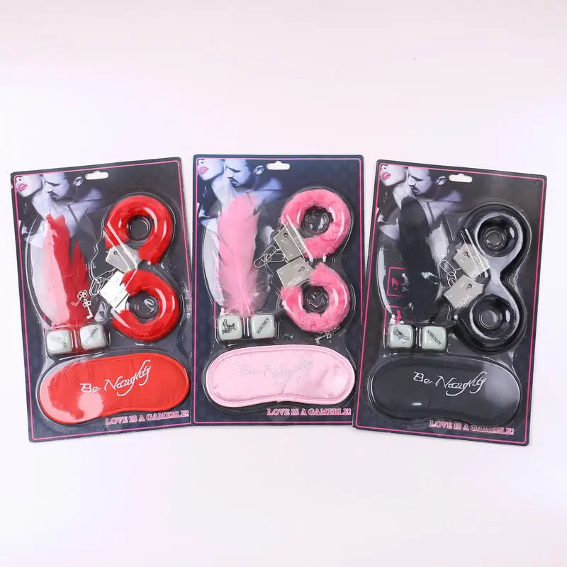 Sexy Mask Dice Set Blindfolded Flirting Feathers Stick Plush Sex Handcuffs Paddle Whip for Adult Game