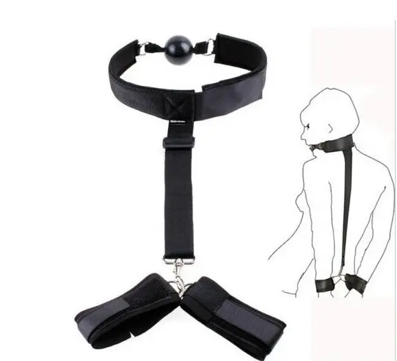 Hot Selling Adult BDSM Bondage Kit with Leather Handcuffs Ball Mouth Gag Perfect Sex Toy for Restraints Hot Selling for Adults