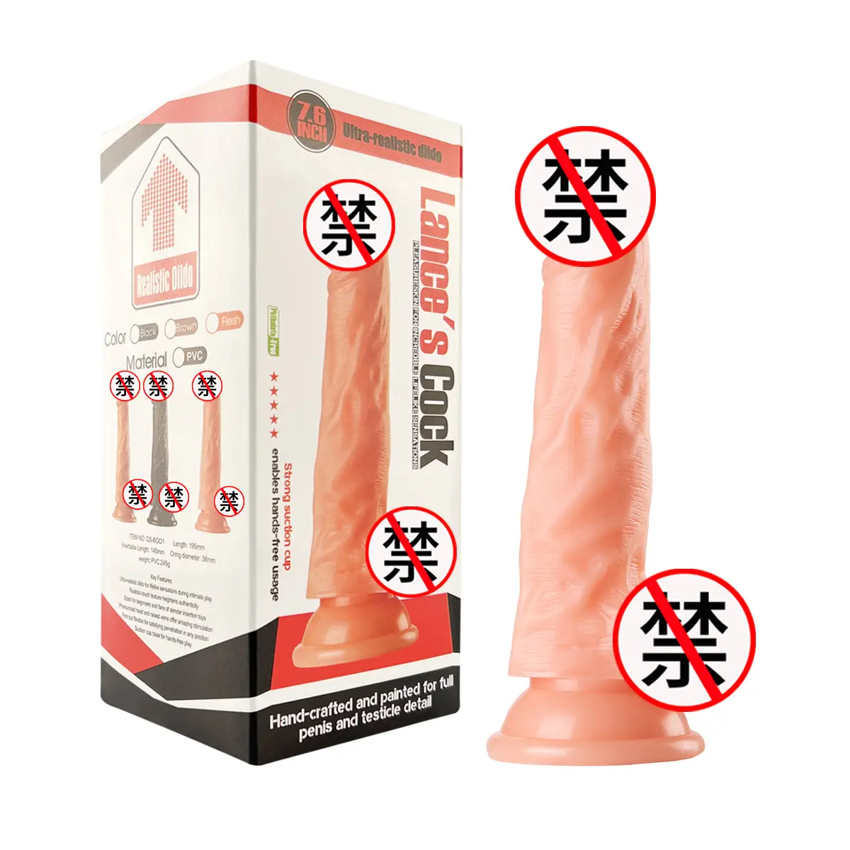High Quality 20cm Liquid Silicone Sex Toys Big TPE Dildo with Suction Cup PVC and Glass Dildo