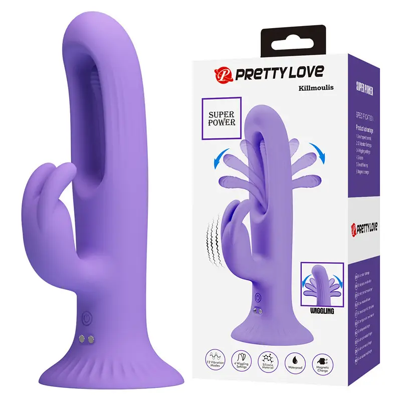 Pretty love New Design Silicone G Spot Vibrator 4 Flapping and 12 Vibration Modes Rabbit Vibrator With Sucking Women Sex Toys