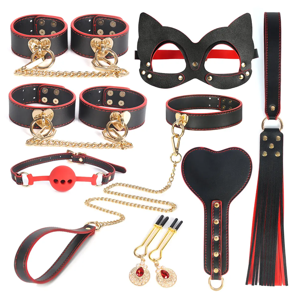 Leather Bondage Restraints Wrist Cuffs Ankle Cuffs BDSM Hand Cuffs for Adult Game