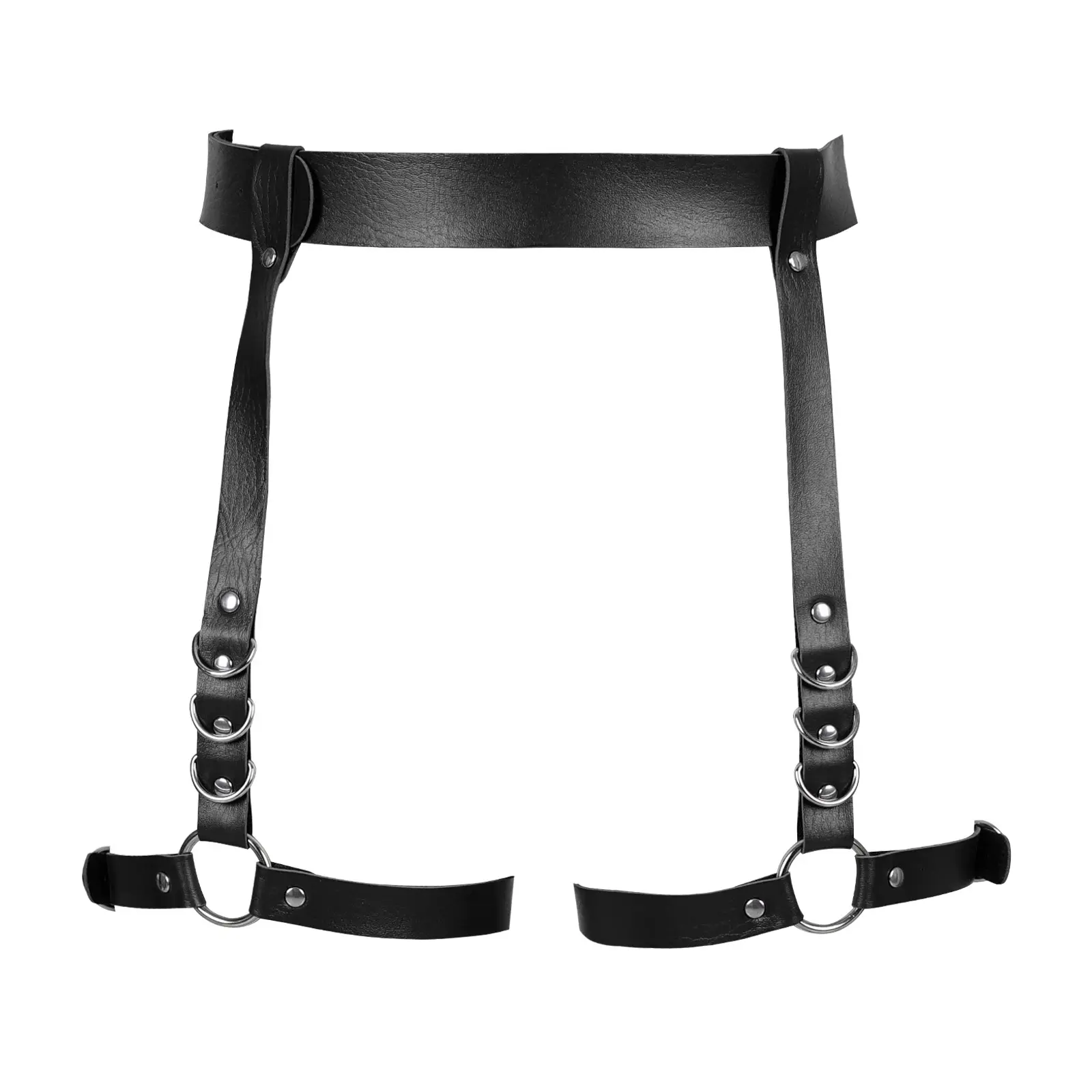 Adjustable Women's Punk Leather Harness BDSM Bondage Gear Including Caged Waist Belts and Handcuffs Adult SM Chastity Belt