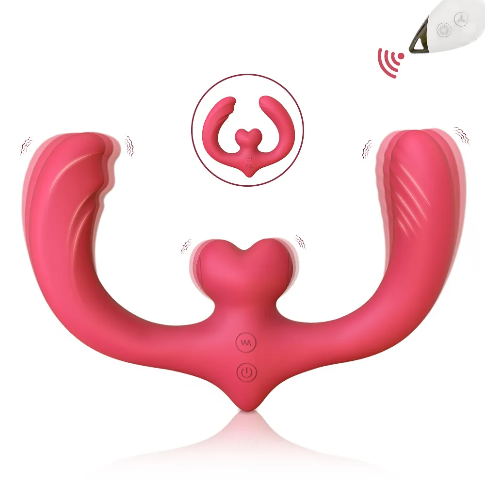 New Design Lesbian Sex Toys Vibrator for Couple Double Dildo Remote  Control Vibrator Strapless Dildo Toys