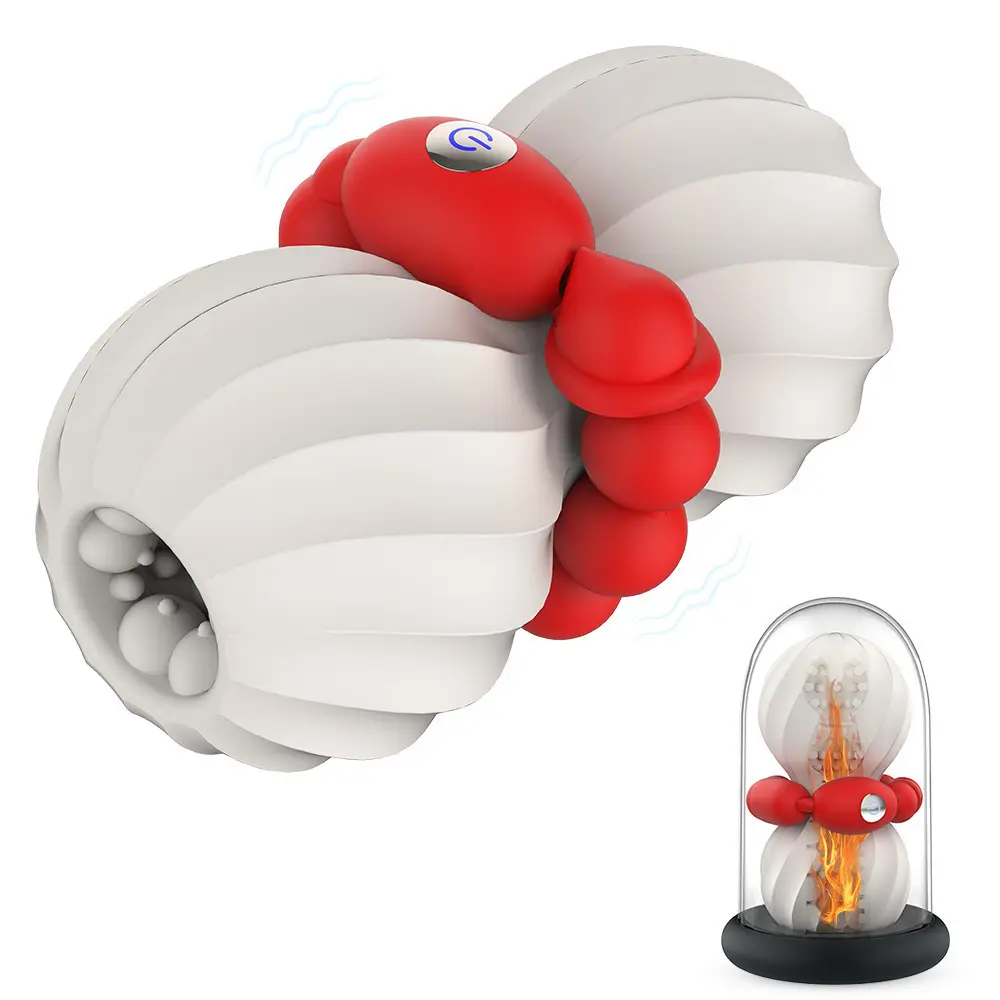 Male Heating Masturbation Cup Silicone  Aircraft Cup with Vibrating Anal Beads Adjustable Men Toys