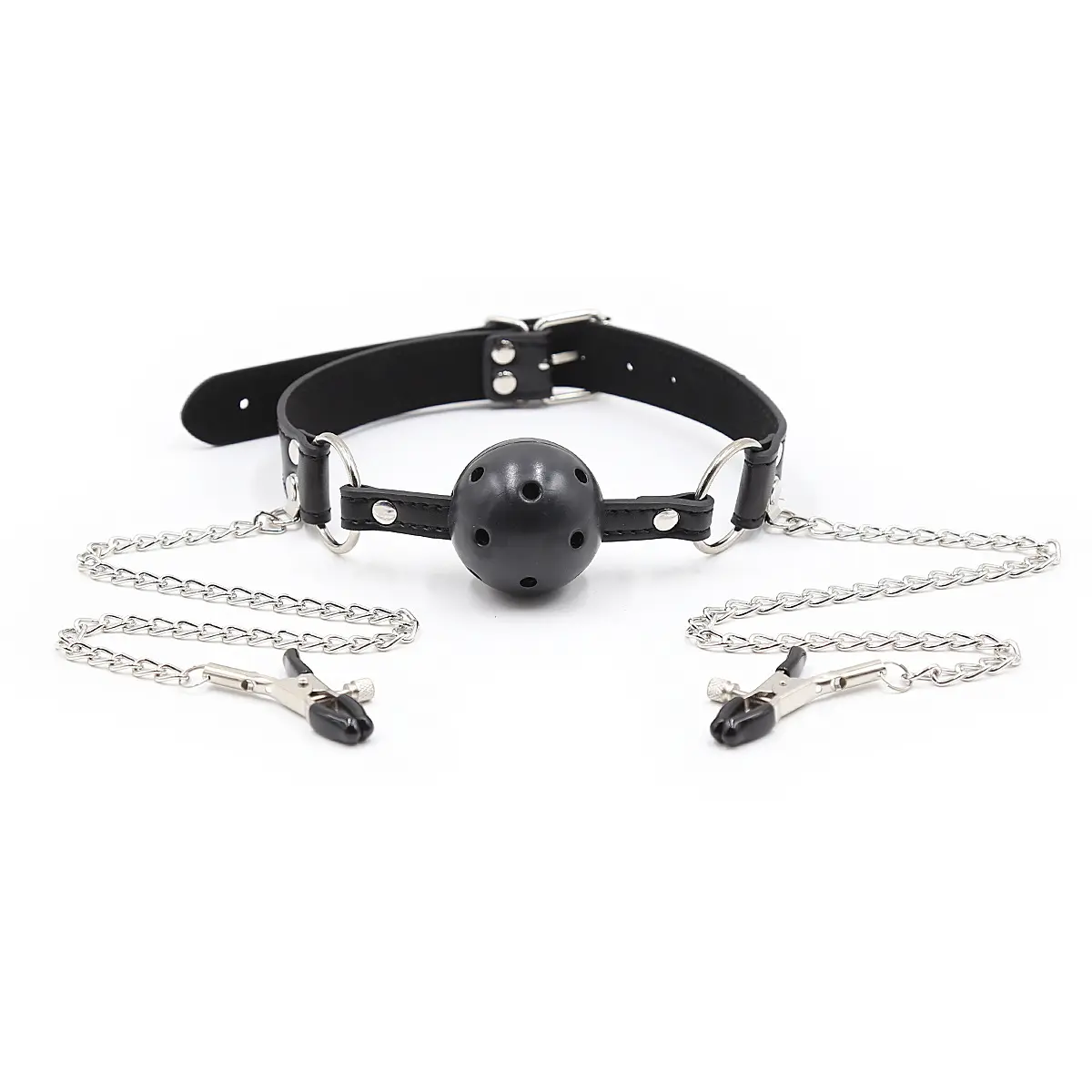 Adult Sex Toy Bondage Restraint Kit Open Ball Gag Mouth Gag Toys Breast Nipple Clamp for Women Nipple Pleasure