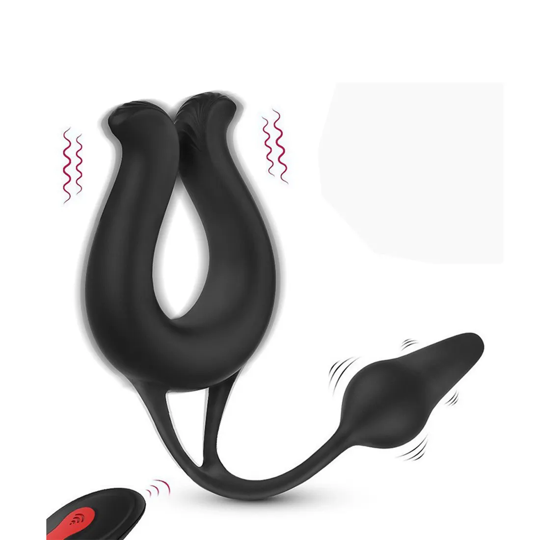 Cocking Ring Vibrator Silicone Mens Penis Vibrating Cock Ring Anal Plug Anal Massager with Man Stimulation