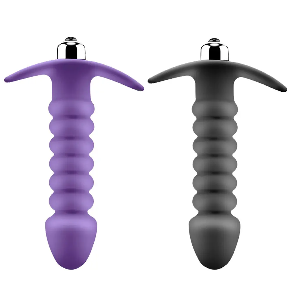 Women/Men Adult Soft Silicone Anal Plug Vibrator 2-in-1 Butt Plug Trainer and Massager Vibrating Silicone Masturbator