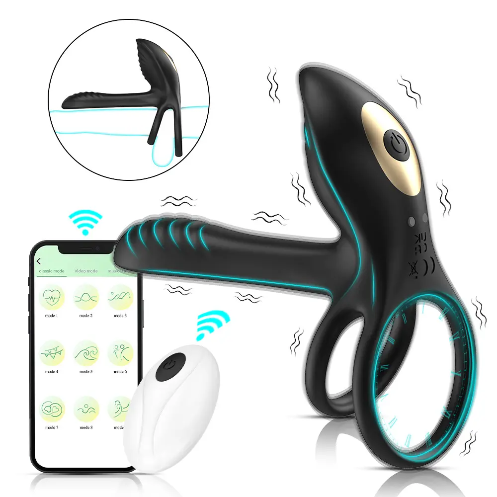 Silicone Remote Control Electric Locking Sperm Ring Generation 2 Couples Share Vibrating Ring with Delay Ejaculation Function