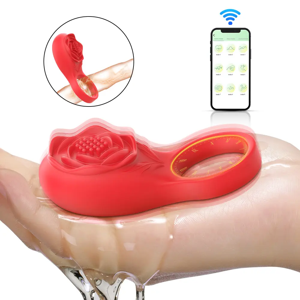 Rose Fine Ring Vibrator for Couples Adult Products for Pleasure Clitoral Stimulation and Passion Lock for Men and Women