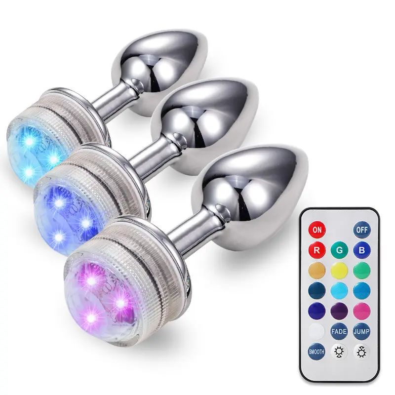 Hot Sale 3 Size Adult Product Sex Toy LED Metal Stainless Steel Anal Plug