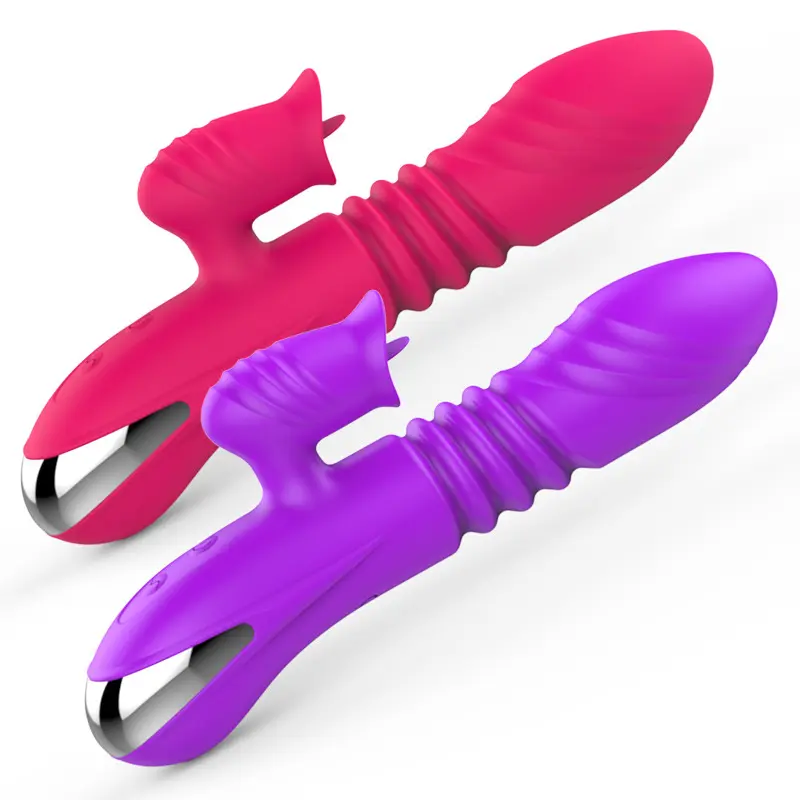 2 in 1 Realistic Silicone Heating Dildo Stretchable G Spot Vibrator & Clitoris Dildo Stretchable Vibrating Sex Toys for Adults