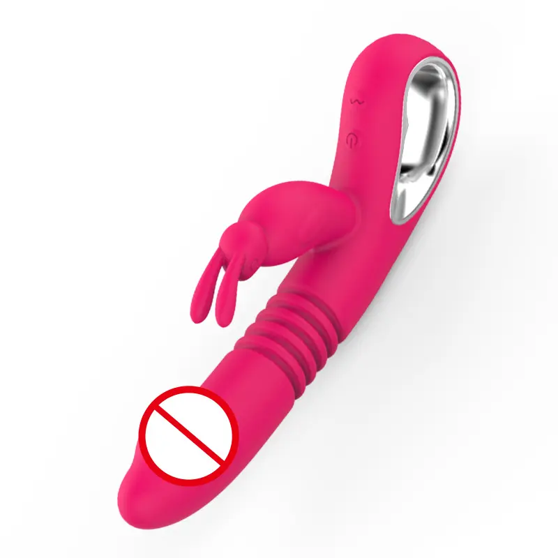 Wholesale Adult Silicone Masturbator New Telescopic Warming Stick with Rabbit Vibration Fun Female Vibrators Product