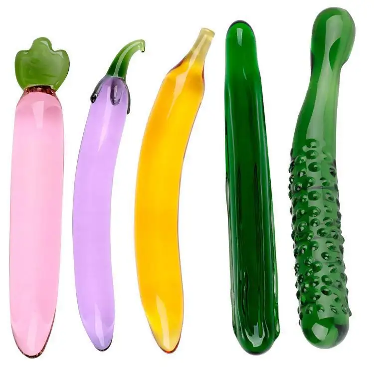 Vegetable Crystal Glass Dildo Anal Plug Glass Cucumber Dildo Female Masturbation Glass Dildo for Adult Women