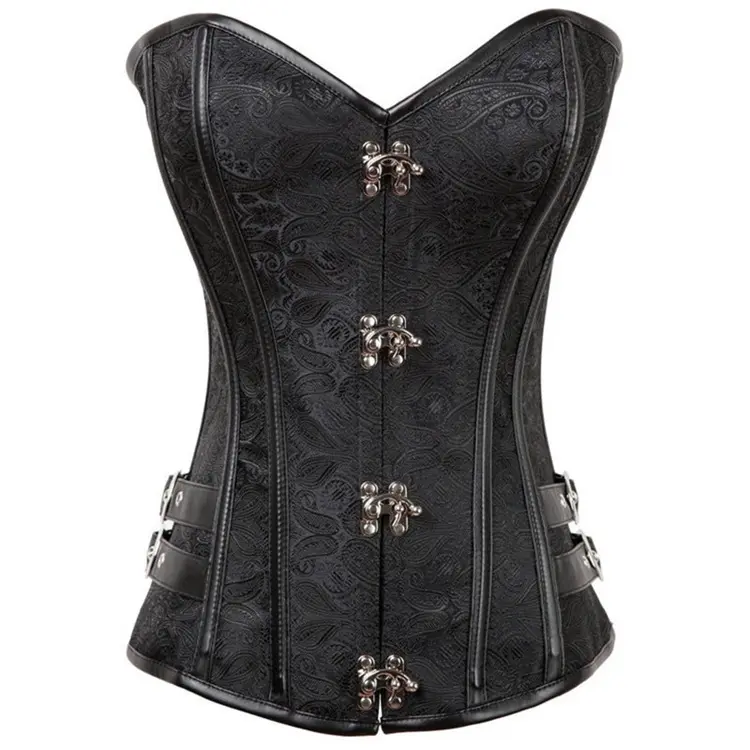 Women Gothic Bustier Corset Top Punk Style Halter Neck Overbust Lingerie Corselet With Steel Bones