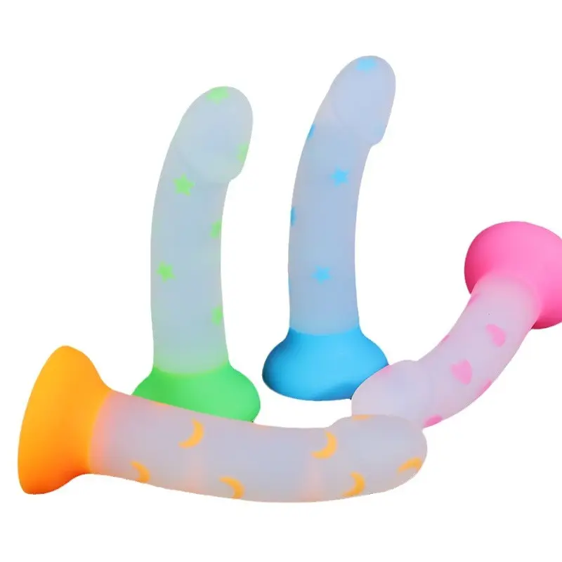 Cute Star Dildo Night Glowing Anal Plug Love-Jelly Noctilucent Light Dildo Vaginal G-spot Anorectal Prostate Massage Masturbator
