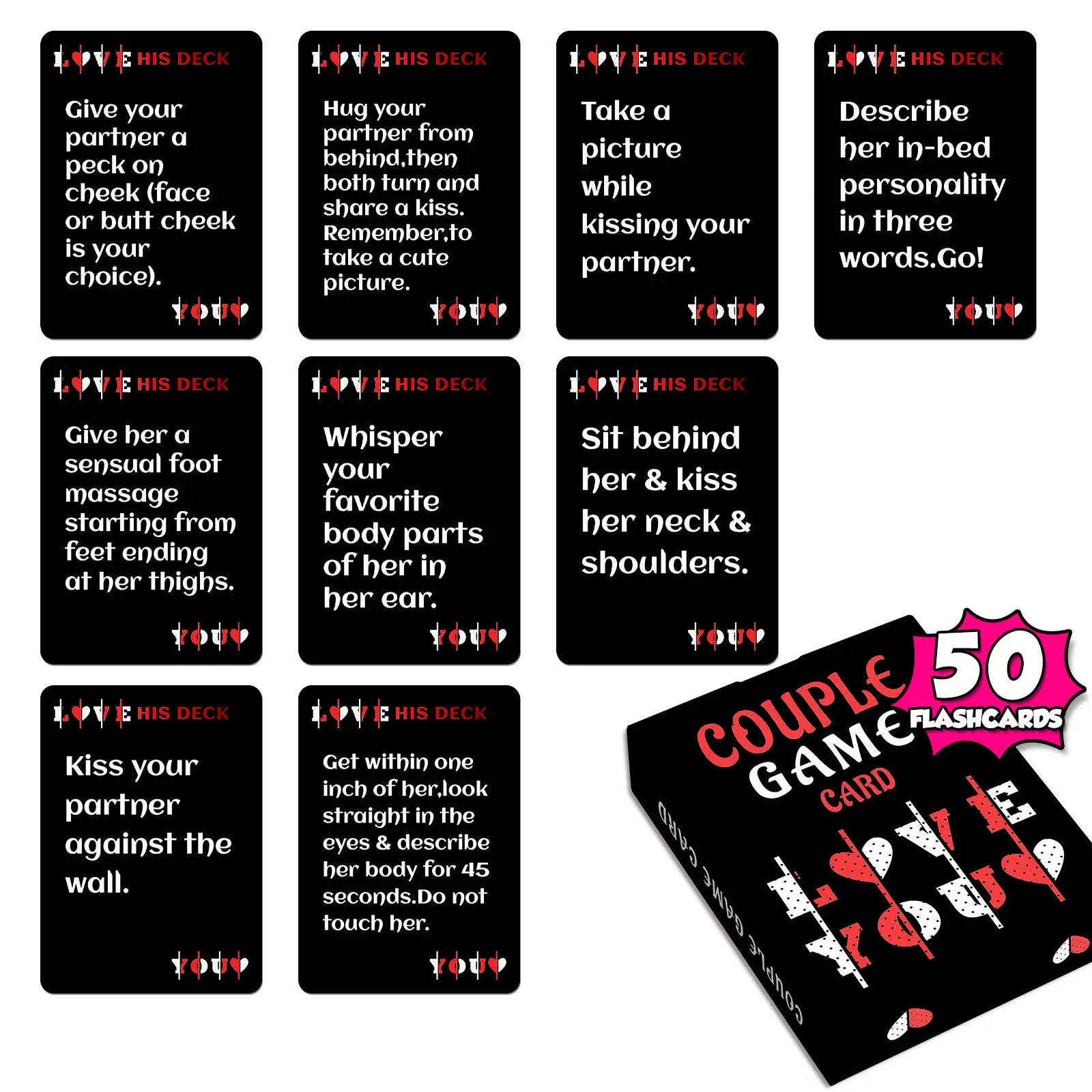 50 Pcs Couple Game Cards Warm-up Cards Close the Distance and Break the Ice Playing Game Cards