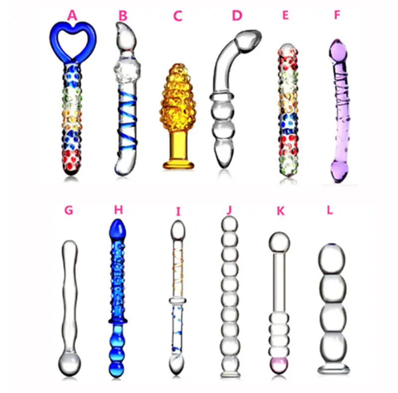 Crystal Glass Anal Beads Plug Transparent Penis G Spot Adult Sex Toy Glass Dildo Wand for Women