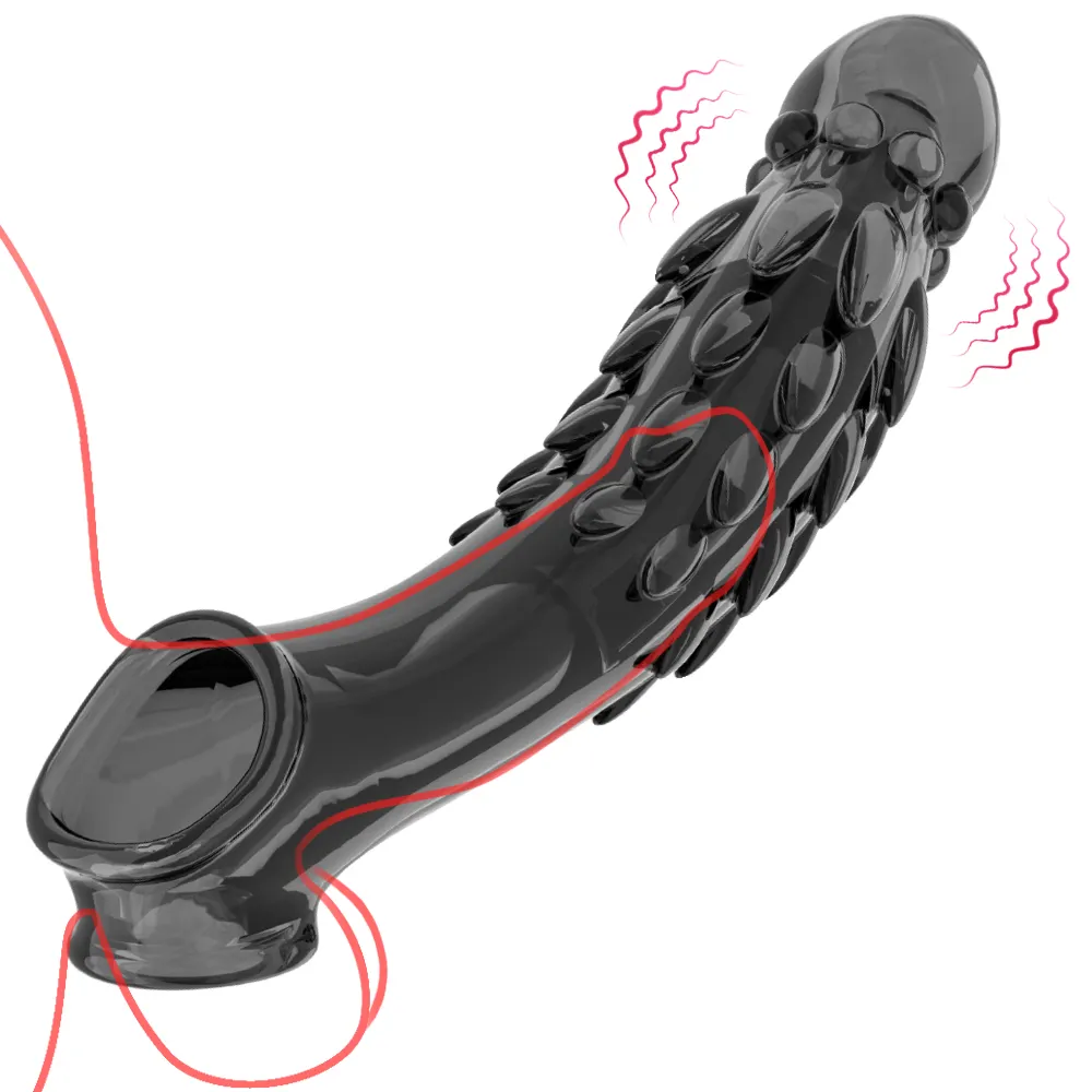 Silicone Dildo Penis Wolf Tooth Cover Powerful Vibrator Lengthen and Thicken Adult Sex Toys Penis Extender Sex Toys for Men