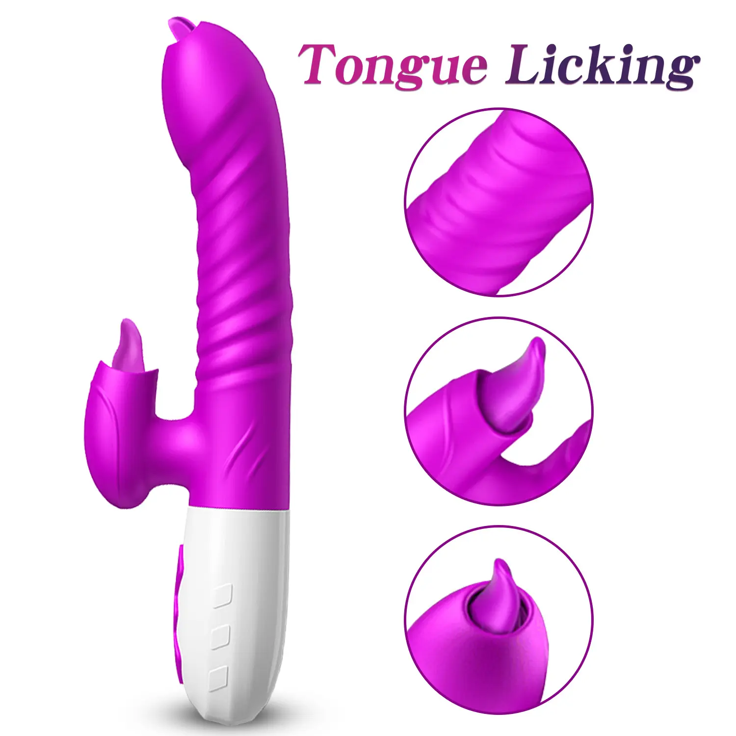 2 in 1 Tongue Licking Vibrator 7 Frequency Vibration Telescoping Sex Toys Women Rabbit Vibrator for Women Sex Toys for Women