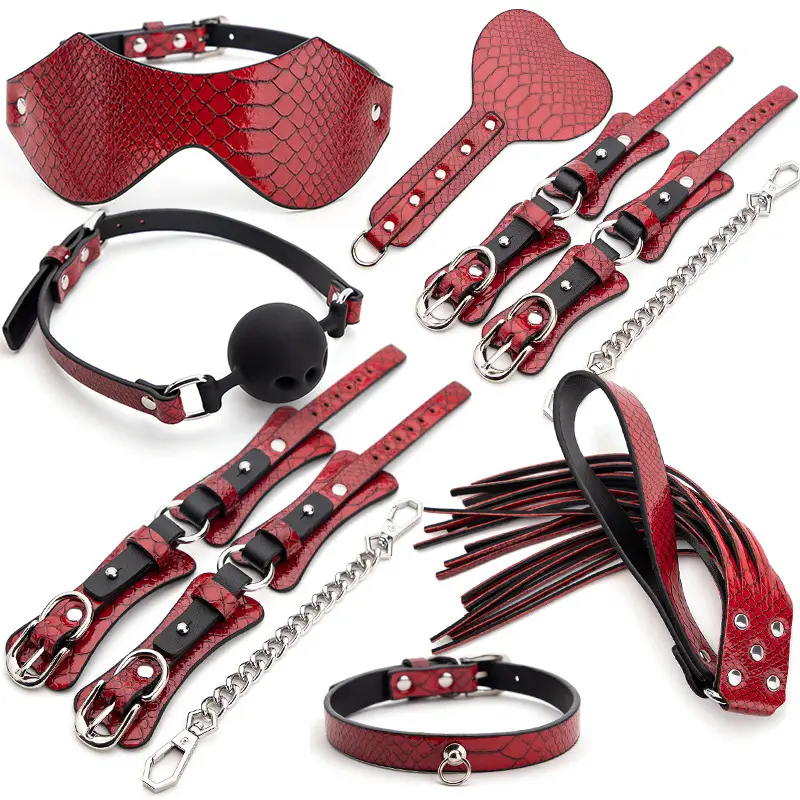 Games Sexs Toys for Adults Sm Men Toys Sex Adult Kit with Suitcase 7pcs Bdsm Crocodile Texture Appearance Latest Punk Style