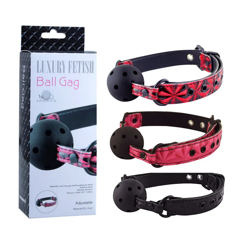 Luxury Fetish PU Leather Ball Gag Sm Bondage Adjustable Sex Products Mouth Gag for Fun
