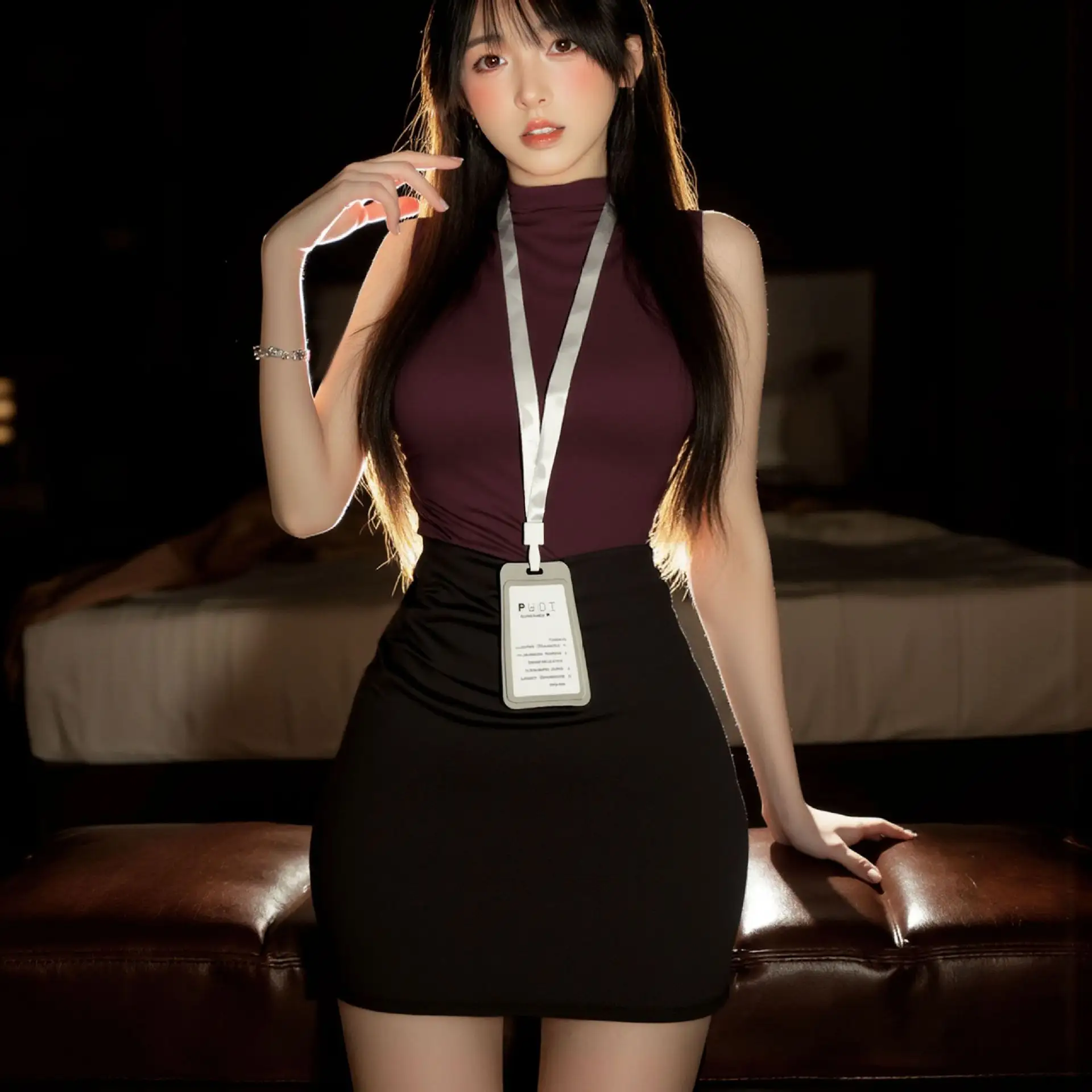 Seductive Secretary Role-Play Lingerie Set OL Style Bodycon Skirt Slim-Fit Professional Outfit Easy-Access Cosplay Costume XL
