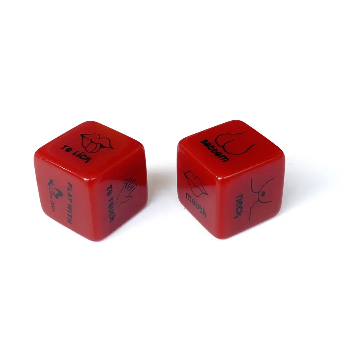 Wholesale Popular Custom D6 6 Sided Red Sex Dice Tone Straight Corner 18mm Sex Positon Bedroom Dice 2pcs Per Set for Adult Game