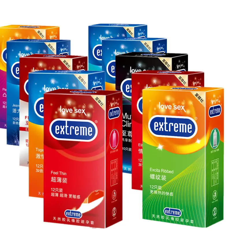 Wholesale 12-Piece Safe Ultra-Thin Zero-Sensation Male Condoms Dotted & Ribbed Long-Lasting for Men