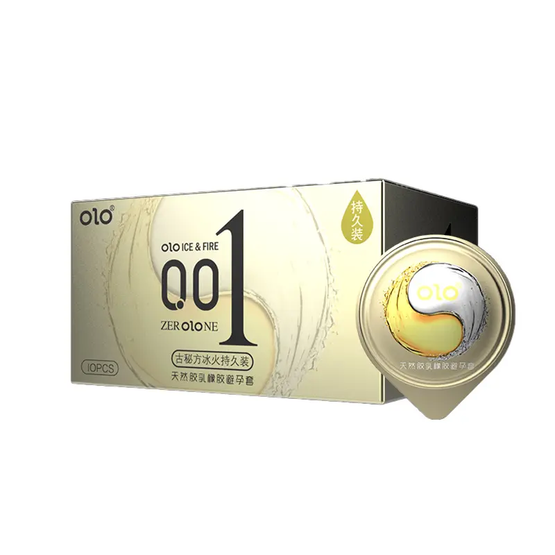 Wholesale Ultrathin Hyaluronic Acid Latex Condoms Men's Ice Fire Stimulation Sex Toys with English Package