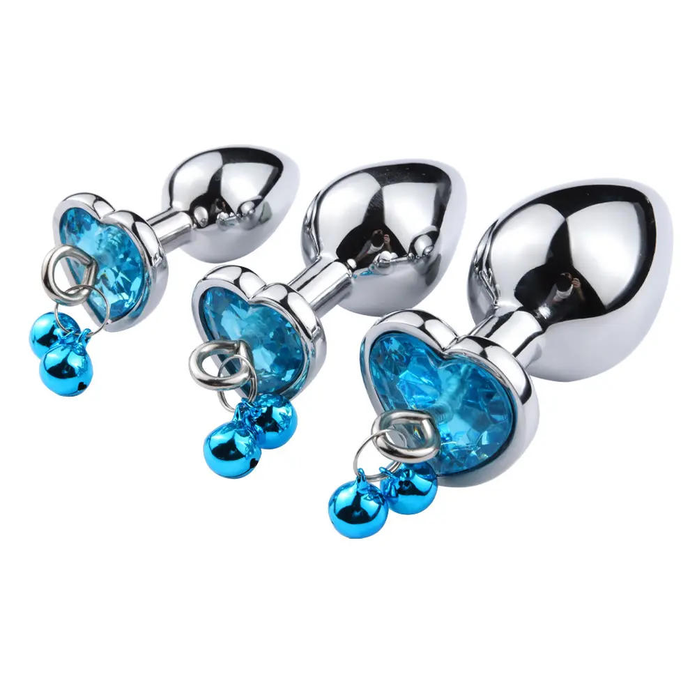 Couple Metal Stainless Steell Anal Butt Plug Anal With Jewel and Bells S/M/L Set