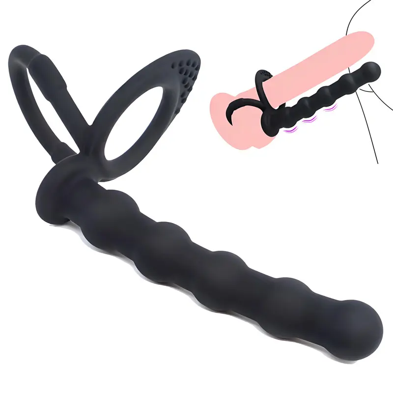Silicone Anal Plug Male Toys Anal Wearing Beads Lock Penis Ring for Couple