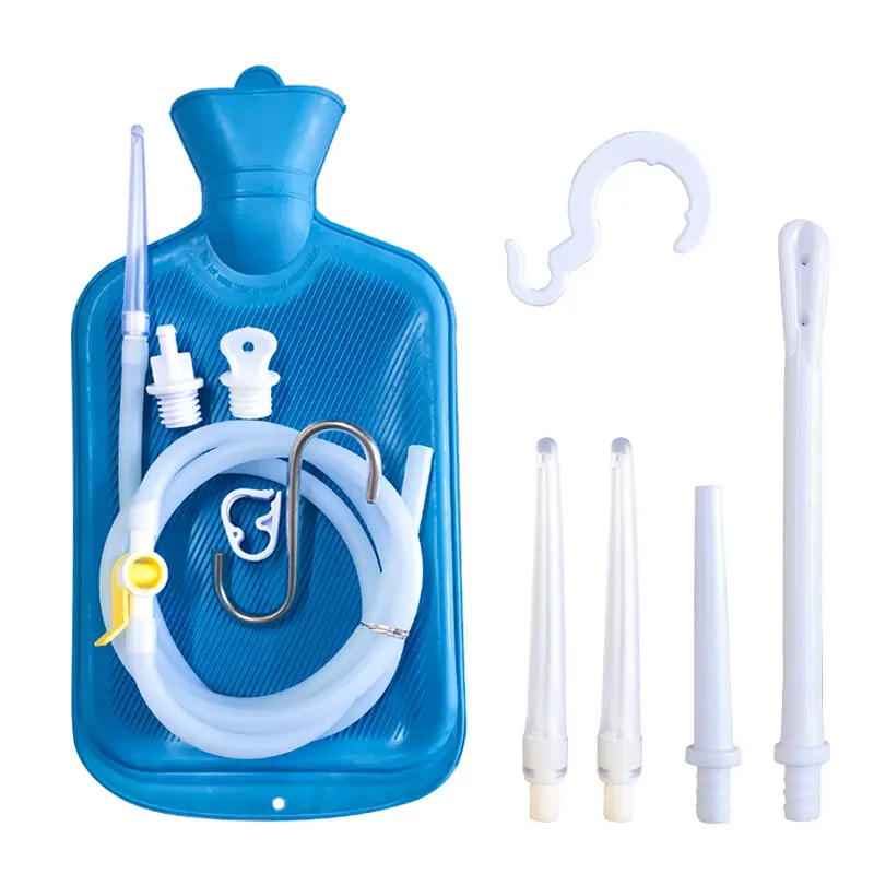 2L Reusable Silicone PVC PC Material Enema Kit with Hot Water Bag for Anal Sex