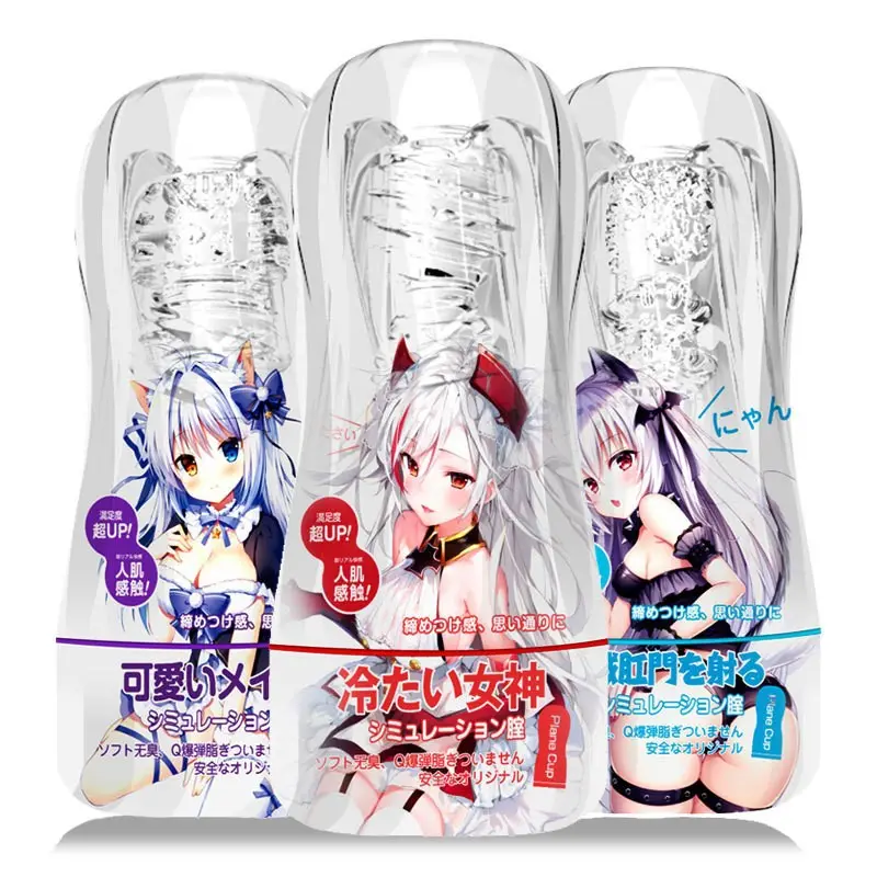 Hot Sale Transparent Airplane Cup Male Masturbator Suction Cup Penis Trainer Realistic Pussy Mold Adult Sex Toy
