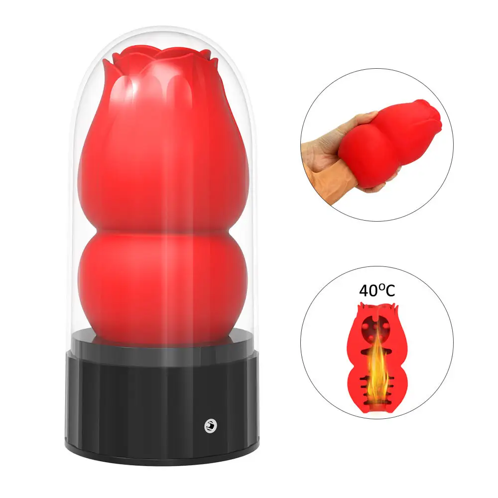 New Heating Men's Trainer Rose Airplane Cup Masturbation Climax Heating Manual Male Pocket Sex Toys