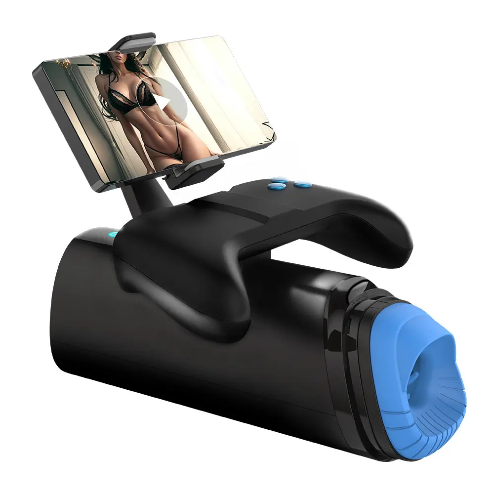 Automatic Video Masturbator Game Controller Soft TPE Material Vibration Telescoping Suction for Male Pleasure Phone Stand