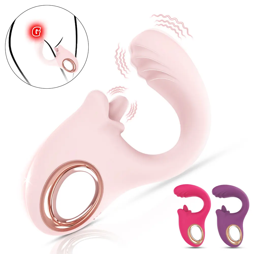 Double Flapping Vibrator Dildo 10 Frequency G-Point Massager with Tongue-Licking Vibrator Sex Toys