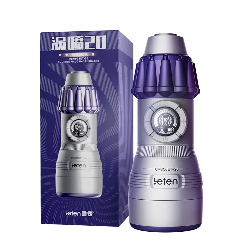 Leten TurboJet Adult Sex Toy Male Masturbator with Super Suction Full-Automatic Clamping Voice Function Made From TPE